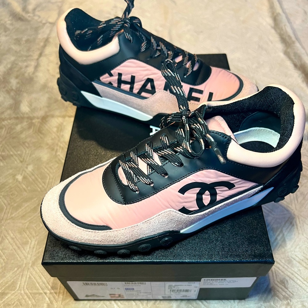 CHANEL Pink and Black Sneakers